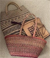 Lot of 3 Hand Made Woven Grass Market Bags
