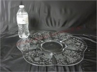 Vintage / Antique Etched Glass Serving Tray ~ 15"