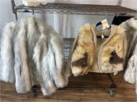 2pc Ladies Fur Coats: Greys, Browns w/Knit