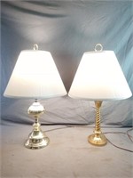 Two Brass Style Lamps Both Power On Measure