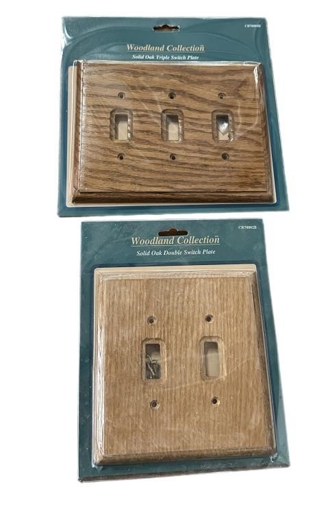 Box w’ (3) Oak Double Switch Plate (3) Triple