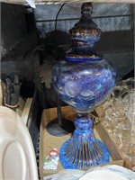 Blue glasses pedestal dish decor