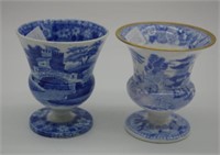 Two transfer ware Spode blue & white egg cups