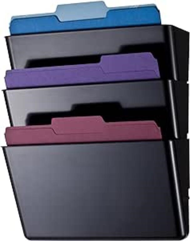 3-Piece Officemate Letter Size Wall File Black (26