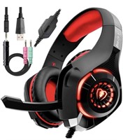 Wired Red Gaming Headset for PS4, Over-Ear PC