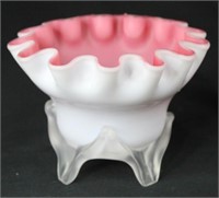 Fenton Pink Draped Candy Dish