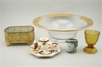 Estate Lot Decorative Objects. Glass Pottery
