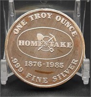 Homestake Gold Mine 1 Troy Oz. .999 Silver Round