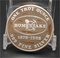 Homestake Gold Mine 1 Troy Oz. .999 Silver Round