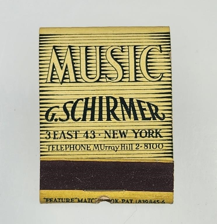 G. SCHIRMER MUSIC FEATURE MATCHBOOK