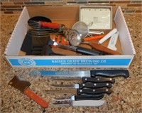 Kitchen Utensils: Knives, Mini Cleaver, Spatulas,