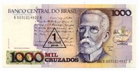 1989 Brazil 1 on 1000 Cruzados Note