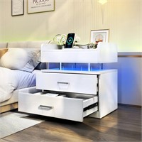 TC-HOMENY LED Nightstand  Voice-Act  2 Drawers