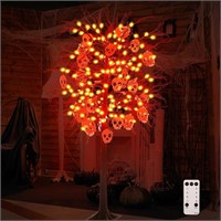 Retisee 7ft Halloween Black Tree Decor with 98 LED