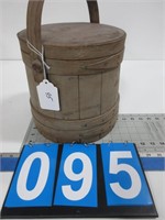 PRIMITIVE WOOD FIRKIN IN COUNTRY GRAY PAINT