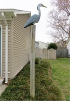 Blue Heron On Wooden Post (Hard Composite Plastic)