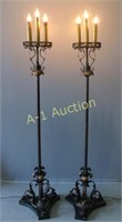 Pair of Wrought Iron Torchere Lamps