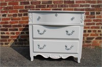 3 Drawer Chest w/ serpentine top painted white