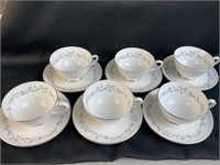 12 Pcs Silver Glade Cups & Saucers