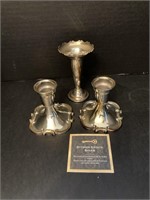 Silver Plate Candle Sticks & Bud Vase