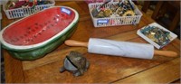 Watermelon Bowl, Marble Rolling Pin,