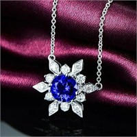 Beautiful Blue Flower Necklace