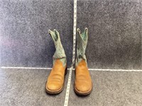 Teal and Tan Cowboy Boots 7.5B