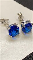 Beautiful Sterling Earings Sapphire Stone