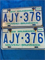 Two NB license plates. Almost 40 years old