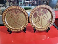 2 Wooden Decorative Plates