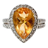 4.25 CTW Citrine & Diamond Statement Ring 14k WG