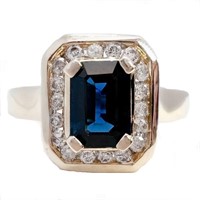 STUNNIING Sapphire & Diamond Halo Ring 14k Gold
