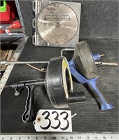 2 Drain Snakes, Speed Wrench & Table Saw Blade
