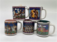 (5) Apache Cultural Tradition Scene Mugs