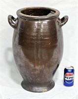 19 in Tall Glazed Pot Vase Planter w Handles