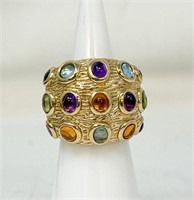 14k FP Multi-Colored Stone Cobochon Ring, 5.61g,