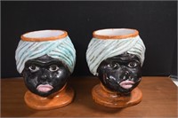 2- Rare Terracotta Blackmoor Cache Pots / Planters