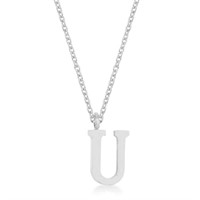 Stainless Steel Initial Capital Letter U Necklace