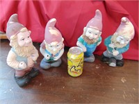 4 plastic garden gnomes