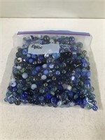 BAG OF BLUE VINTAGE MARBLES