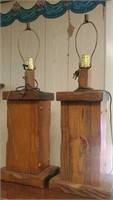 Good matching pair of wood lamps