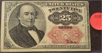 1874 U.S. 25-CENT FRACTIONAL CURRENCY NOTE