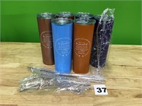 Stainless Steel Tumbler with Straw lot of 6