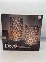 New in box crystal candleholders