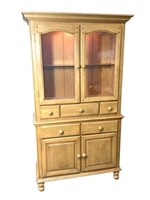 Pecan Finish Two Piece China Display Cabinet