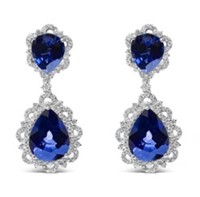 18K Gold Sapphire & Diamond Drop Earrings