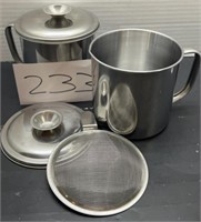 (2) oil straining pots