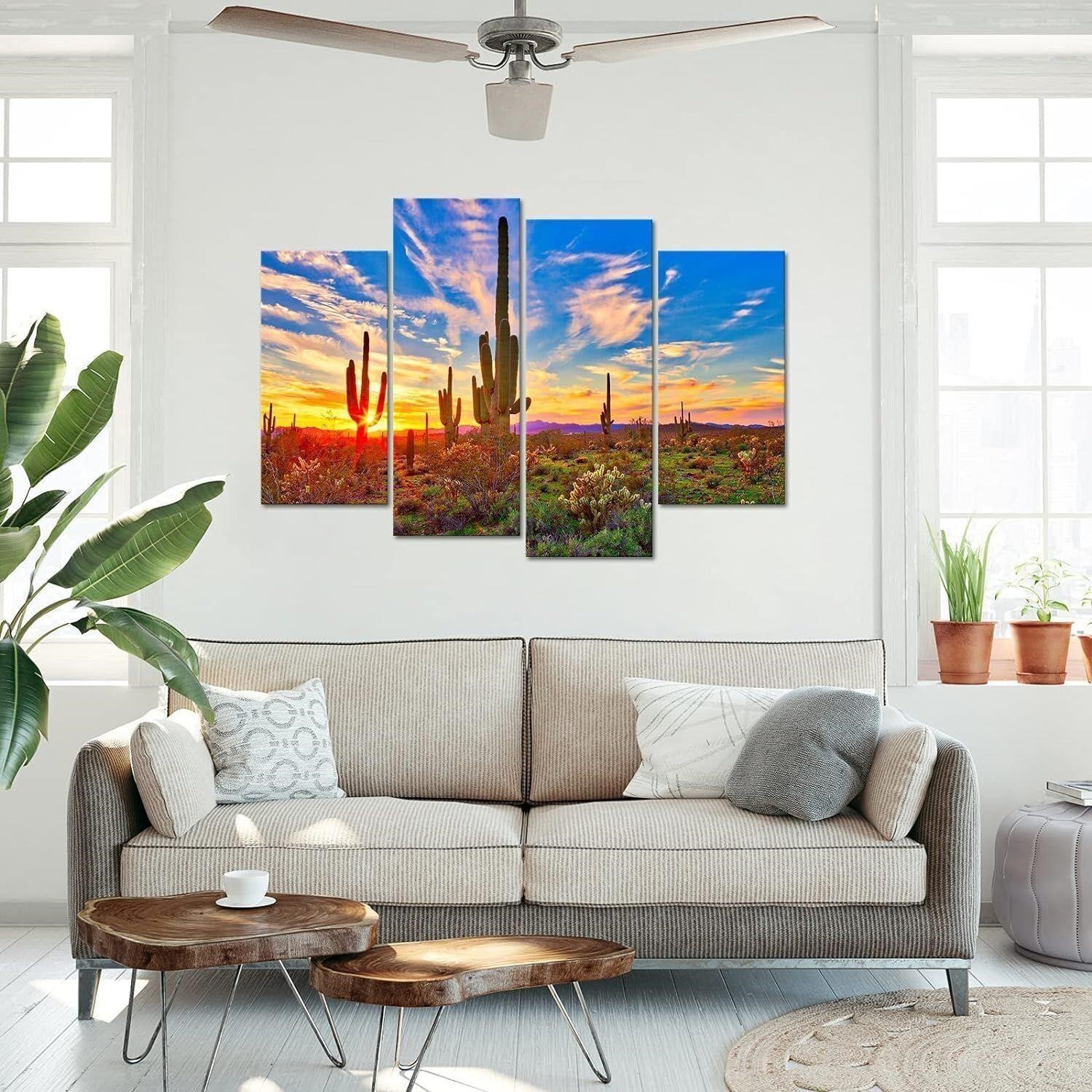 4 Panel Cactus Arizona Desert Canvas Wall Art $60