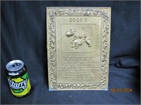 Vintage Brass Doggie Pressed Plaque