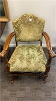 Fancy wooden upholstered rocking chair